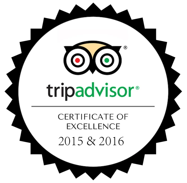 TripAdvisor Certificate of Excellence 2015 & 2016